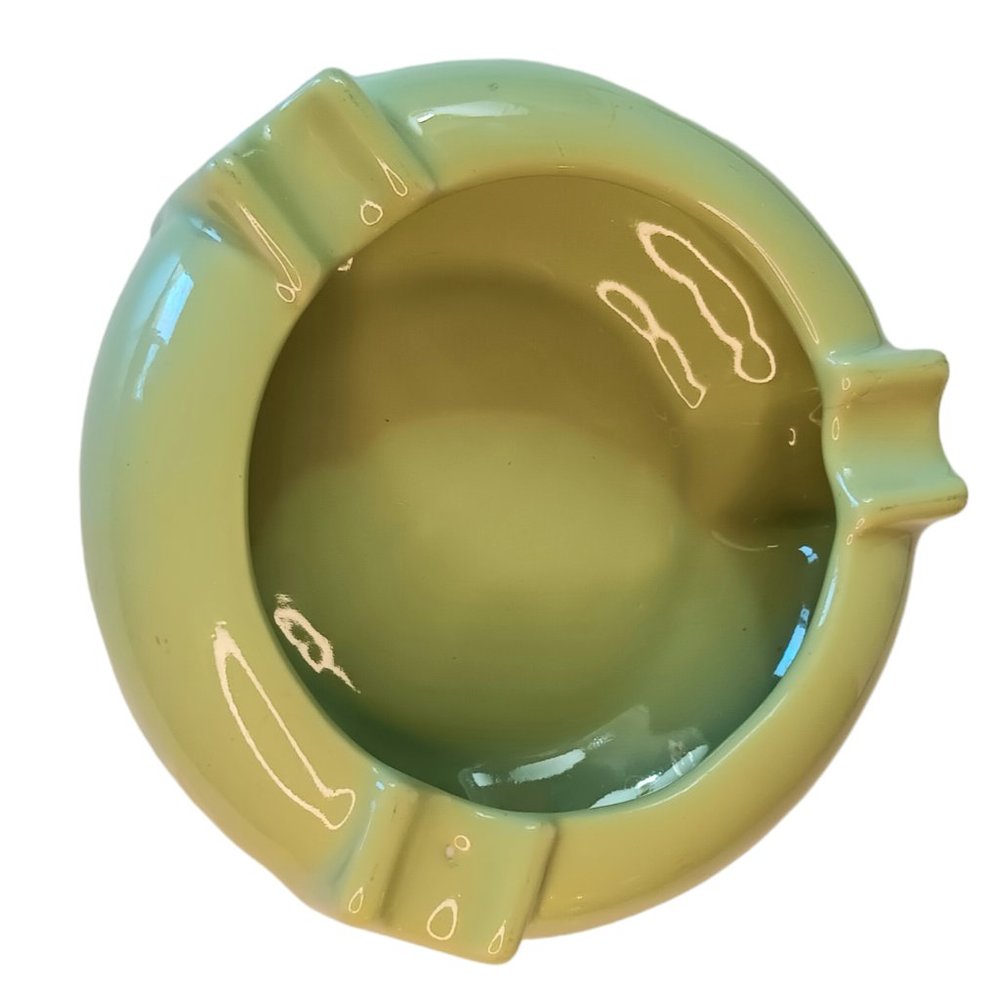 SOLD - Vintage Light Green Ceramic Ashtray Mid-century Modern - Picture 2 of 10
